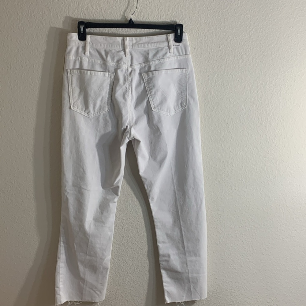 Size 33 MOTHER The Hustler High-Rise Ankle Fray corduroy white Jeans - Picture 8 of 10